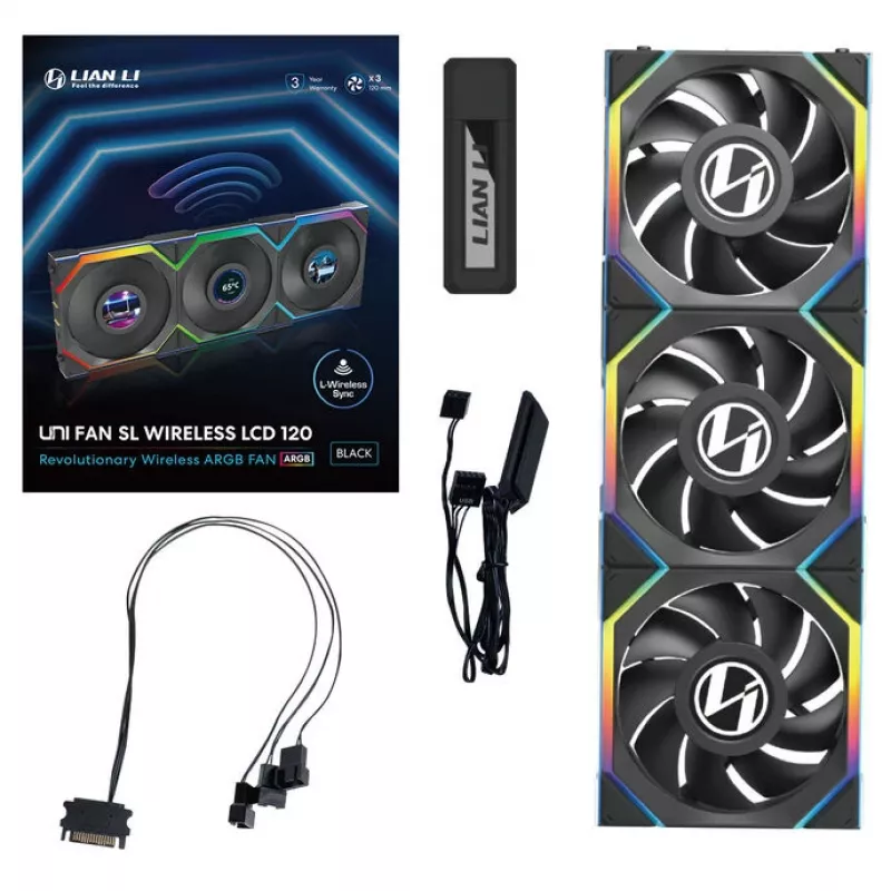 Fan Lian Li UNI FAN SL Wireless LCD 120 Black 3 pcs