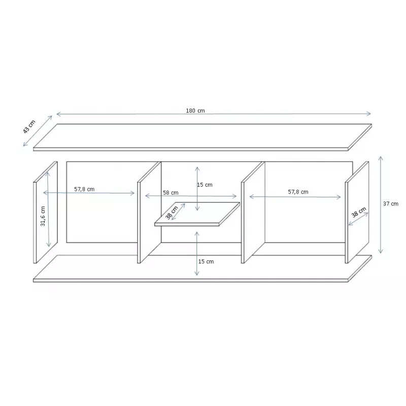 Cama TV stand SOHO 180 black/black gloss