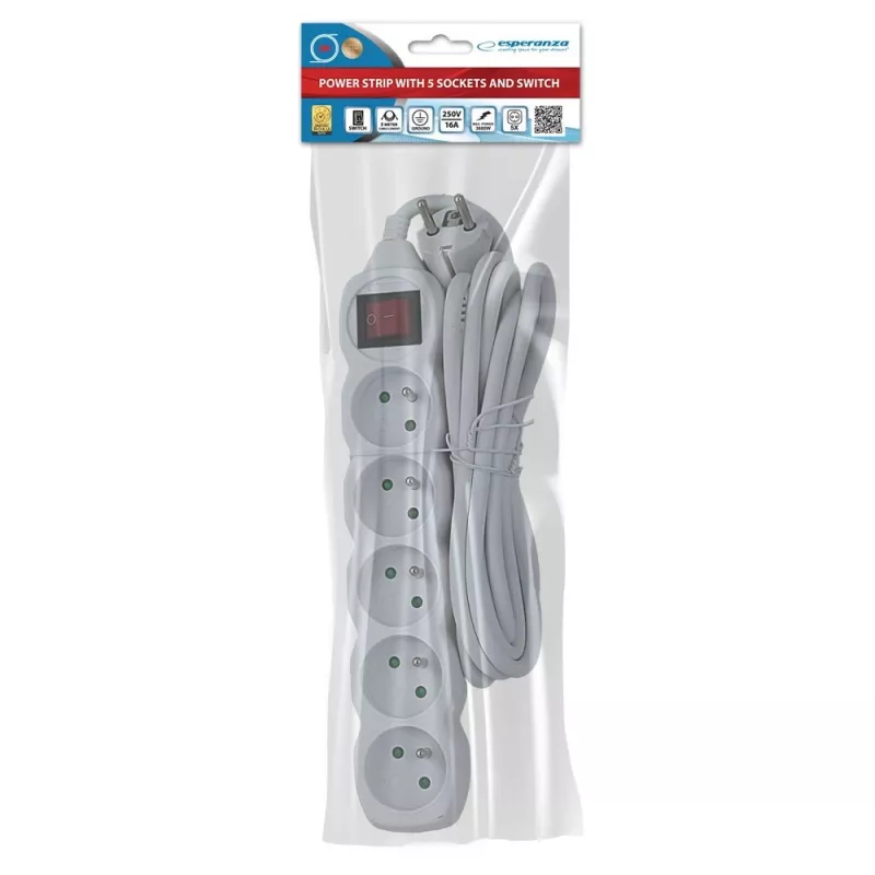 Esperanza ELK215W power extension 3 m 5 AC outlet(s) Indoor White