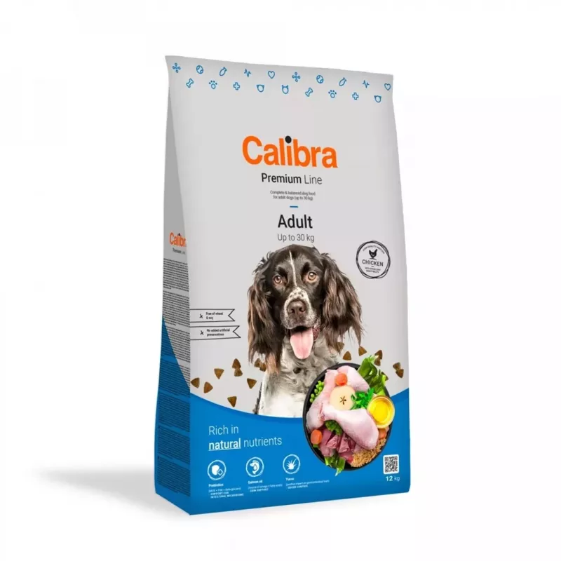 Dry dog food Calibra Premium Line Adult Chicken 12 kg — adult maintenance formula, 24% protein, 13% fat