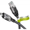 Ethernet-Cable USB-C 3.2 Gen2 Plug > RJ-45 Plug (black/Silver, 5 Meter, braided textile jacket)