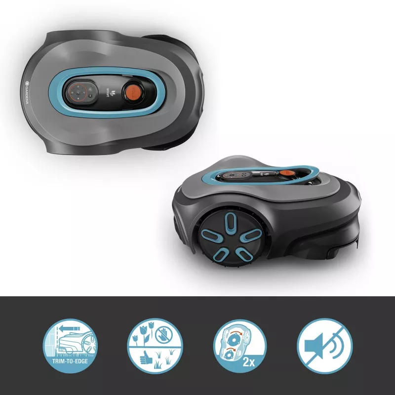 Robotic lawn mower GARDENA smart SILENO max — 800 m², 16 cm cutting width, battery, LONA navigation, grey