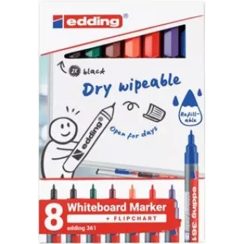 Edding 361 Whiteboard Marker Set 4-361-8-S2999, 1 mm, 8 pcs, Assorted Colours
