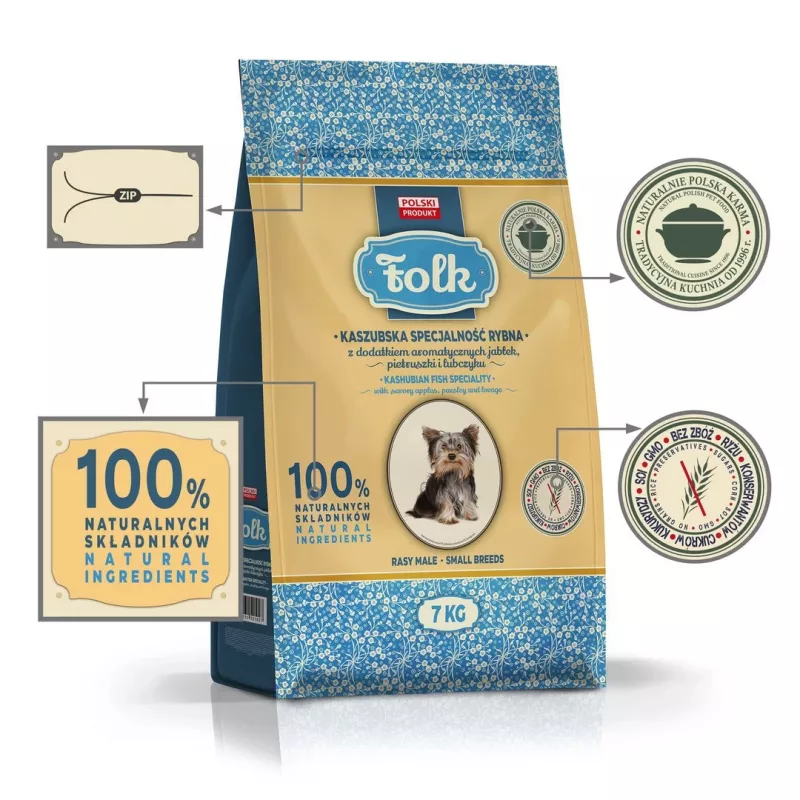 FOLK Small breeds Kashubian-style fish specialty with apples, parsley and lovage - dry dog food - 7kg