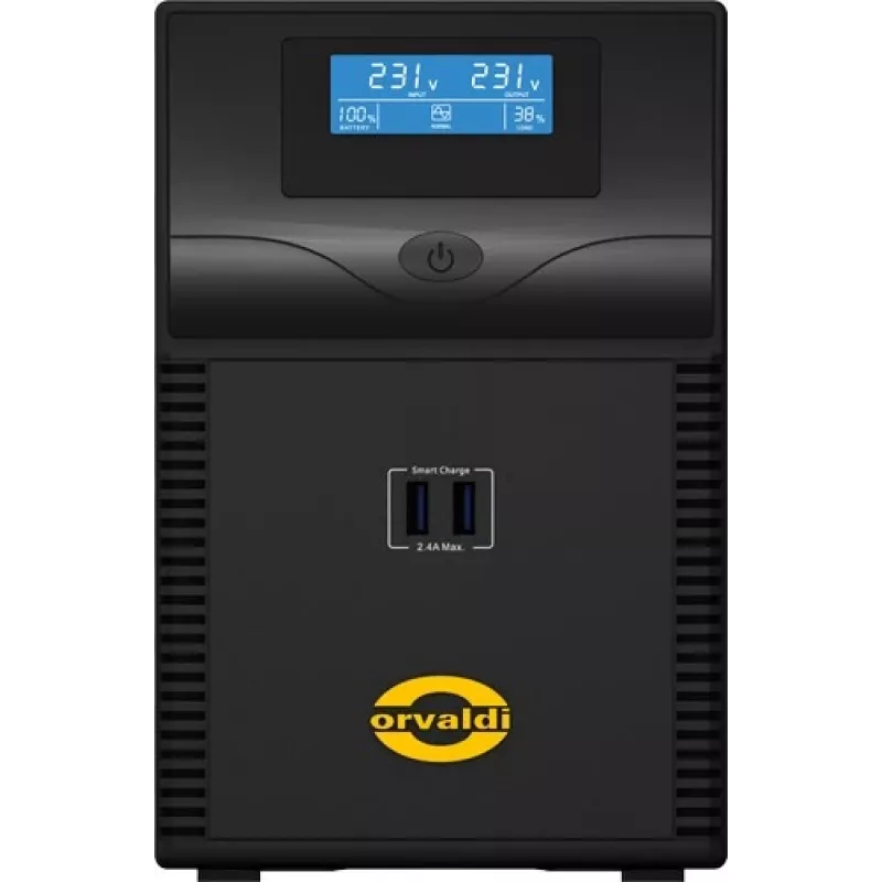 Uninterruptible Power Supply ORVALDI ID2K0CH Line-Interactive 2 kVA / 1200 W, 24 V, 9 Ah batteries, LCD, USB, compact black