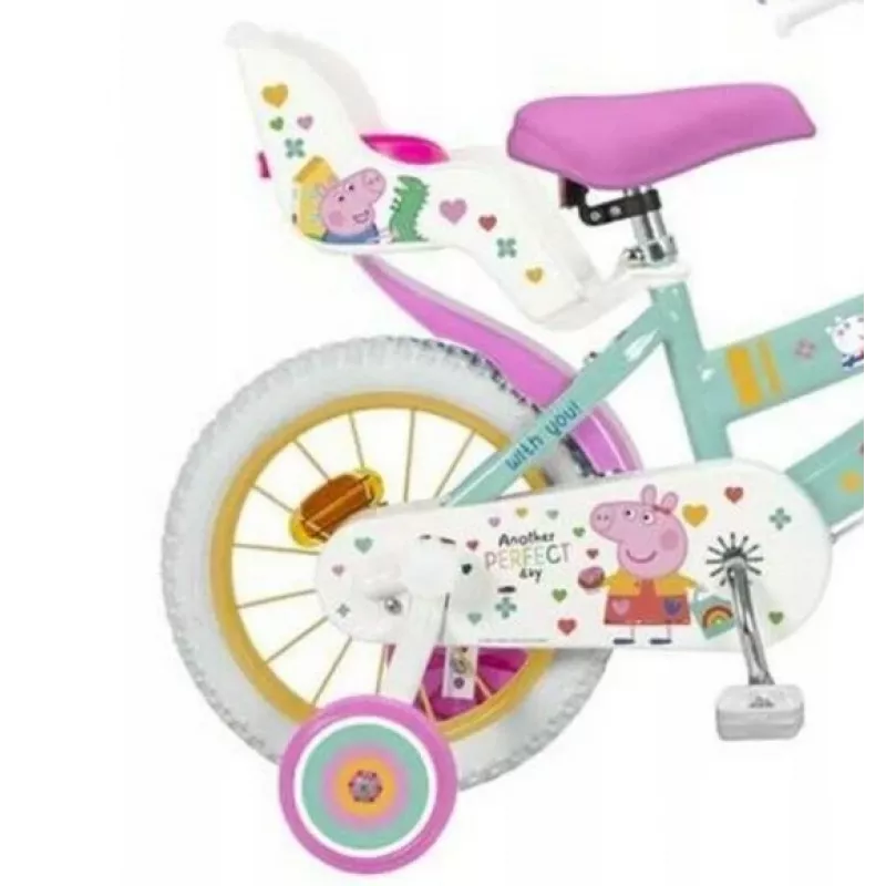 Children's bicycle Toimsa 12” Swinka Peppa green – 12-inch wheel, single-speed, training wheels compatible