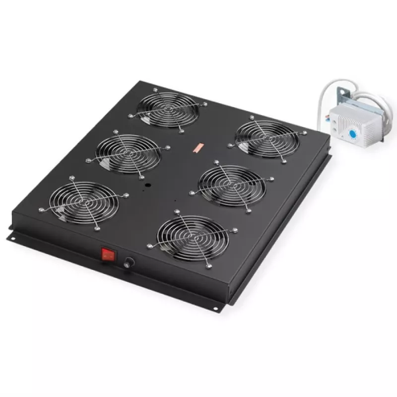 Cooling fan ROLINE 19-inch roof-mounted unit 6 fans Thermostat black