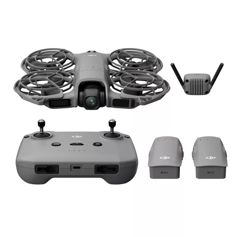 Quadcopter drone DJI Neo 2 Fly More Combo — 4 rotors, 12 MP camera, 2688×1512 video, 1606 mAh battery, 49 GB internal memory, Black/Grey