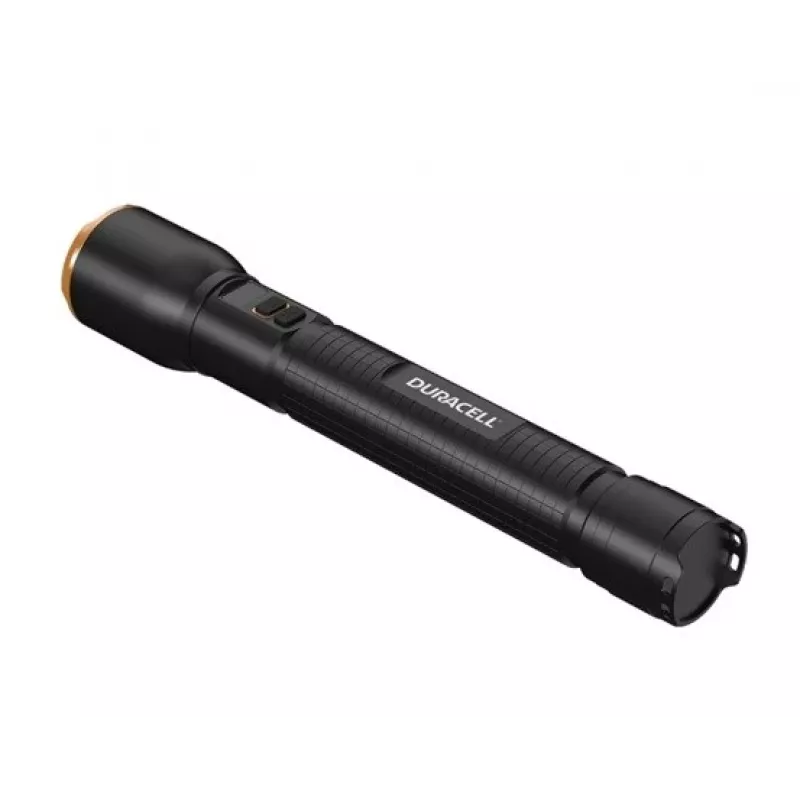 Flashlight Duracell DF6000R Gift Box — handheld rechargeable torch, black