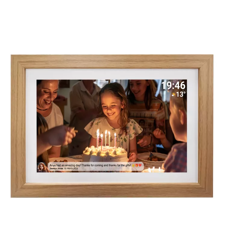 Denver PFF-1543LW digital photo frame Light brown 39.6 cm (15.6) Touchscreen Wi-Fi