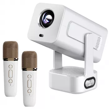 EXTRALINK SMART Projector CINEMA&KARAOKE IMS360 1920X1080P ANDROID 13 Projector for Movies, Games and Music Z 2 MIKROFONAMI White 300 Lumens LCD