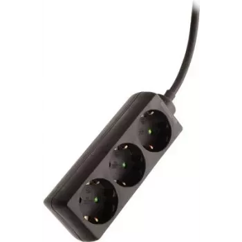 Power strip AS Schwabe 13912 black with safety contact — no switch