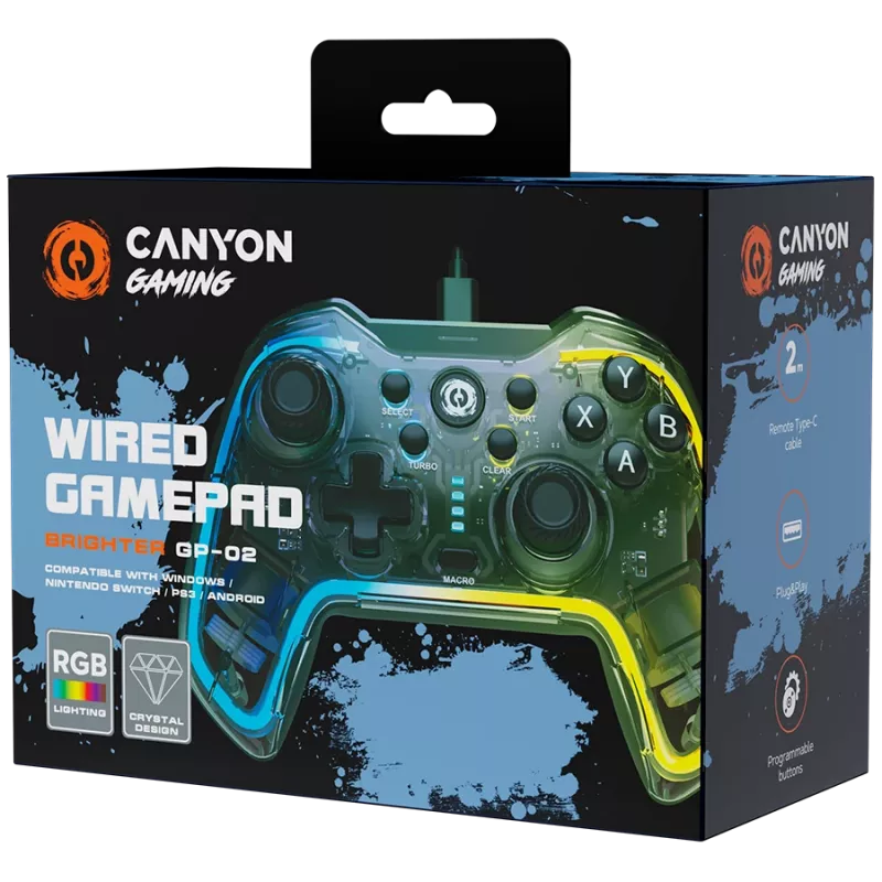 Wired gamepad Canyon GP-02 for Windows PS3 Android media box Nintendo Switch 2M cable