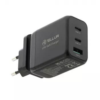 Wall Charger Tellur TLL151451 65W, 3-port (2x USB-C, 1x USB-A)