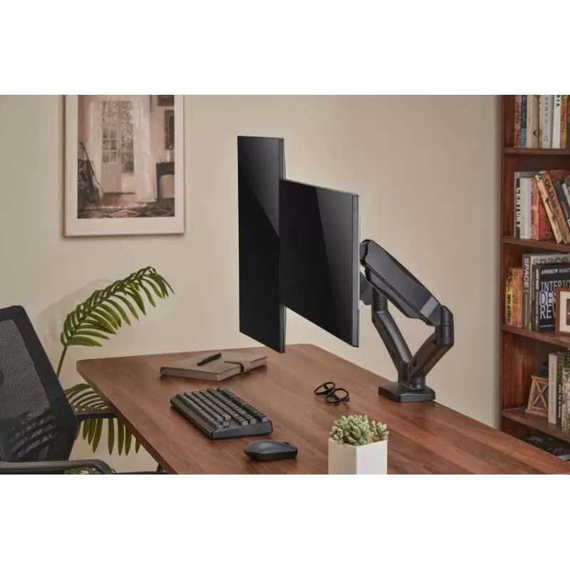 Monitor Arm up up Economical Interactive Counterbalance Dual Monitor Arm Matte Black VESA 75x75/100x100