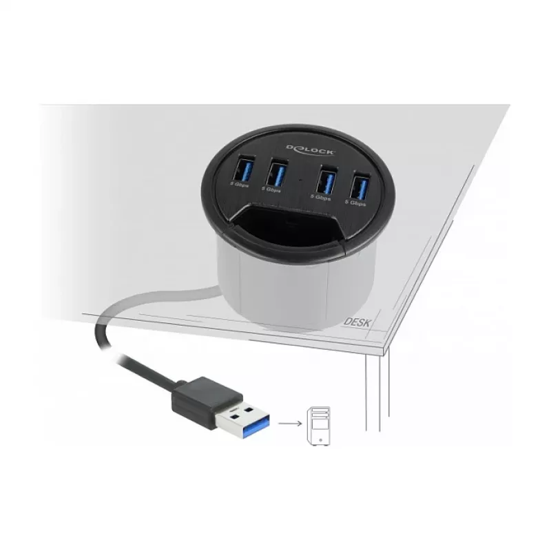 USB Hub DeLOCK 64153 Type-A 5000 Mbit/s Black