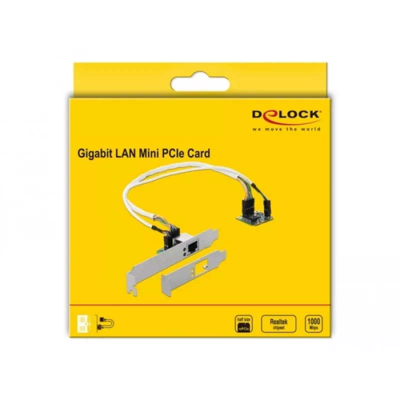 DeLOCK Mini PCIe I/O PCIe half size 1 x Gigabit LAN Low Profile - Network Adapter - PCIe Half Mini Card - Gigabit Ethernet x 1 (95265)