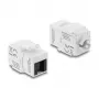Keystone module DELOCK RJ45 to LSA Cat.6 UTP tool-free with dust cover, flat, 16×31.8×19.4 mm, white/black