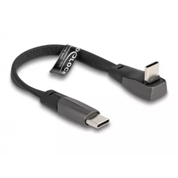 DeLOCK USB 2.0 Flat Ribbon Cable USB Type-C male to USB Type-C male angled PD 3.0 60 W 14 cm black