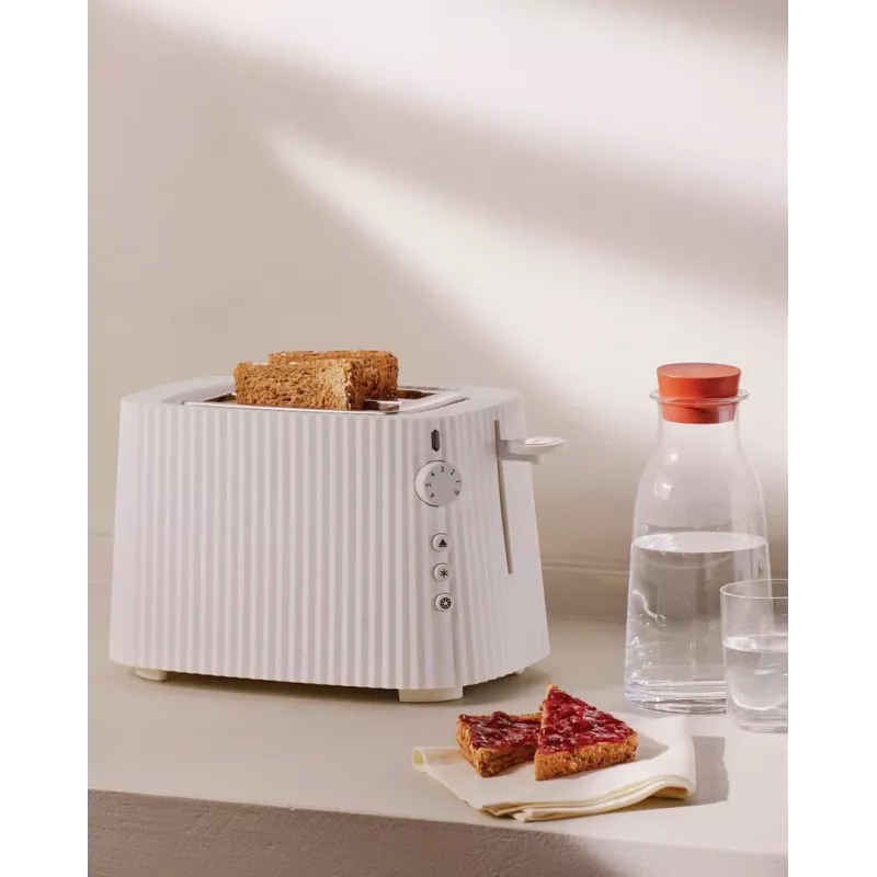 Toaster Alessi MDL08B Black — Plissé design, 6 browning settings, bagel/defrost/reheat, 340×185×250 mm