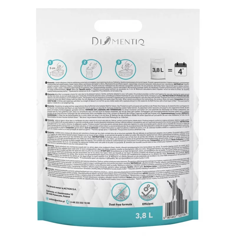 Clumping Cat Litter DIAMENTIQ Diamentiq Ocean Breeze 3.8 l — Silicone granules, 1.5 kg, antibacterial, non-dusting