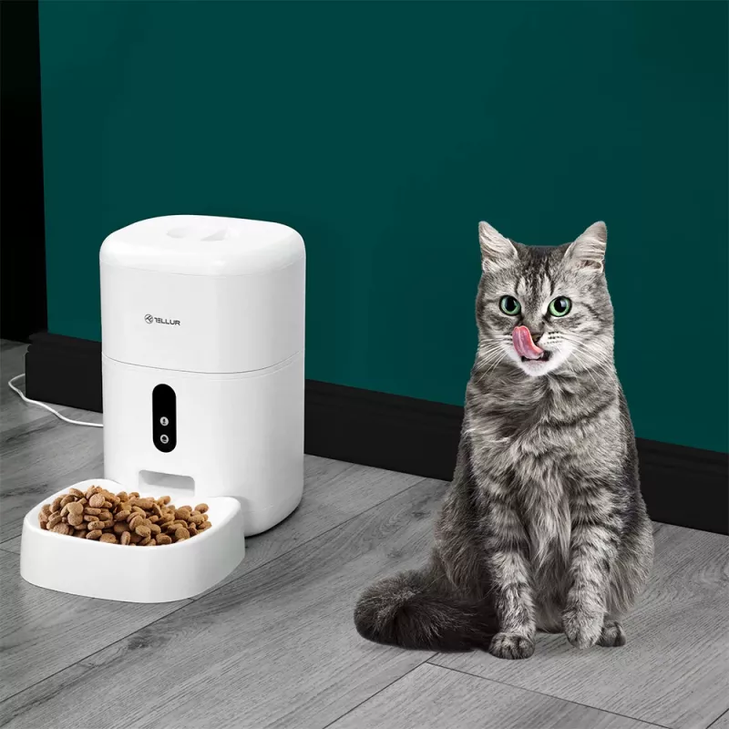 Automatic Pet Feeder Tellur TLL331461 with UltraHD Camera, 4 L, White