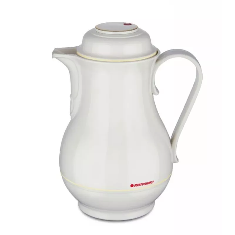 Thermos jug ROTPUNKT 1.2 L, ivory — 24 h hot / 36 h cold, hand grip, 199×255 mm