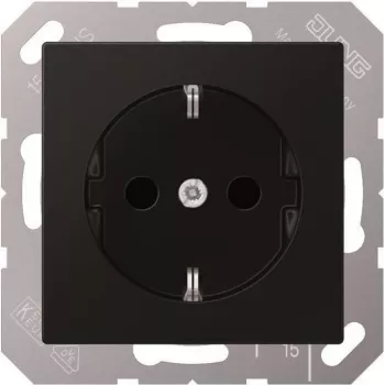 Socket outlet Type F Jung A 1520 BF SWM, Black Graphite, 250 V 16 A, thermoplastic, 55x55 mm