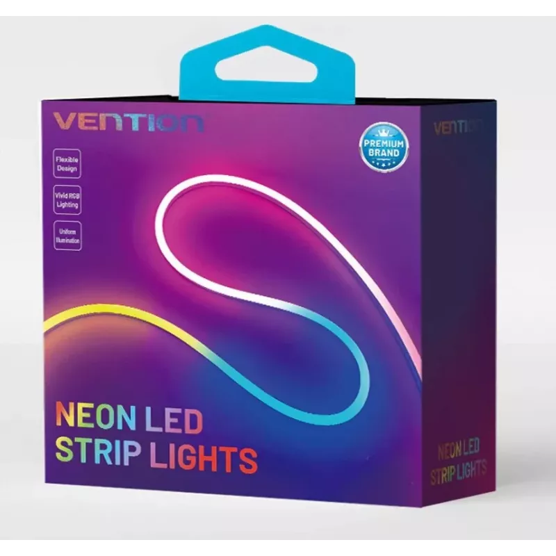 LED strip light Vention PAEWH 2 m, USB-powered 5V, RGB with IR remote, double-sided tape mounting