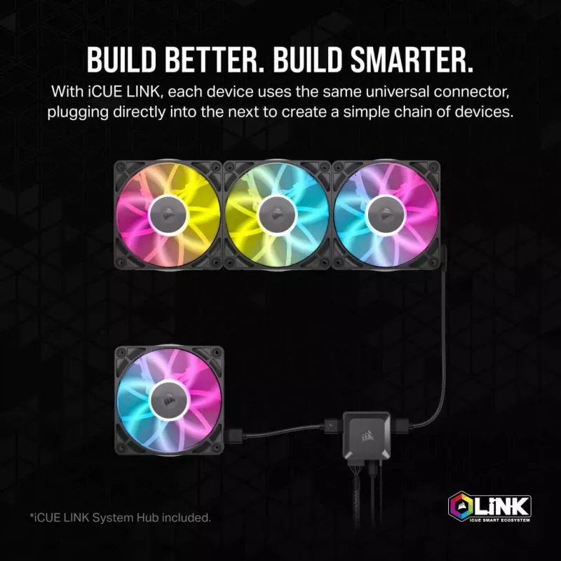Fan Corsair iCUE LINK RX140 RGB 14 cm Black 300-1700 RPM