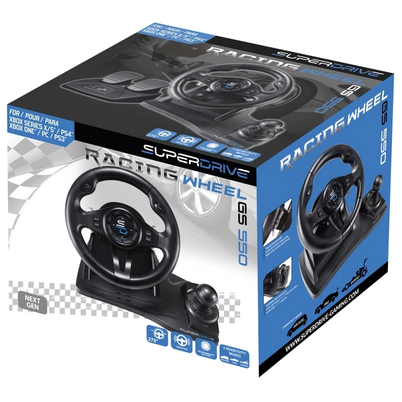 Subsonic SA5596-NG Gaming Controller Black USB Steering Wheel Pedals 270°