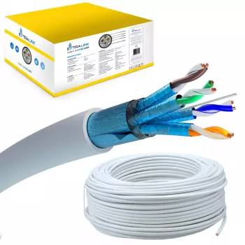 Network Cable Extralink Twisted pair CAT6A FTP (F/FTP) V2 Indoor 500M Grey