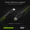 Lightning to USB‑C cable Green Cell KABGC07, 1 m, black, Lightning (male) to USB‑C (male), 480 Mbps