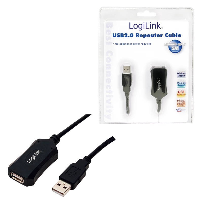 LogiLink USB 2.0 Repeater Cable - 5.0m USB Cable 5 M USB a
