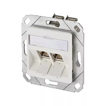 METZ CONNECT BTR IT CONNECT E-DAT Module 8/8(8) UPk - Connection Socket, Flush-Mount - RJ-45 X 2 - Pure White, RAL 9010 - 2 Ports (1309121102-E)