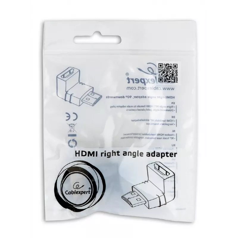 HDMI gender changer GEMBIRD A-HDMI90-FML, HDMI to HDMI, right-angle 90° adapter, black