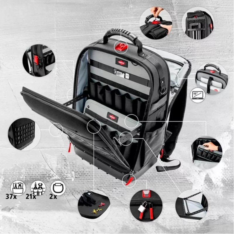 Tool Bag Knipex X18 37 Pockets Black Red Fabric Plastic