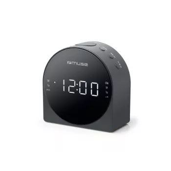 Clock radio Muse M-185 CR — FM/MW, 0.9 inch LED display, AC 230V with AAA battery backup, black
