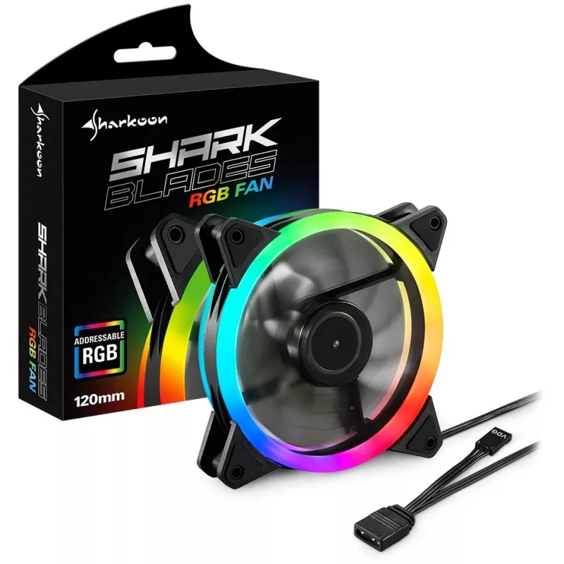 SHARKOON SHARK Blades 120mm ARGB Case Fan - Black