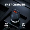 Car Charger Tellur FCC10 38W 6A PD20W QC3.0 — USB-C and USB-A vehicle power adapter
