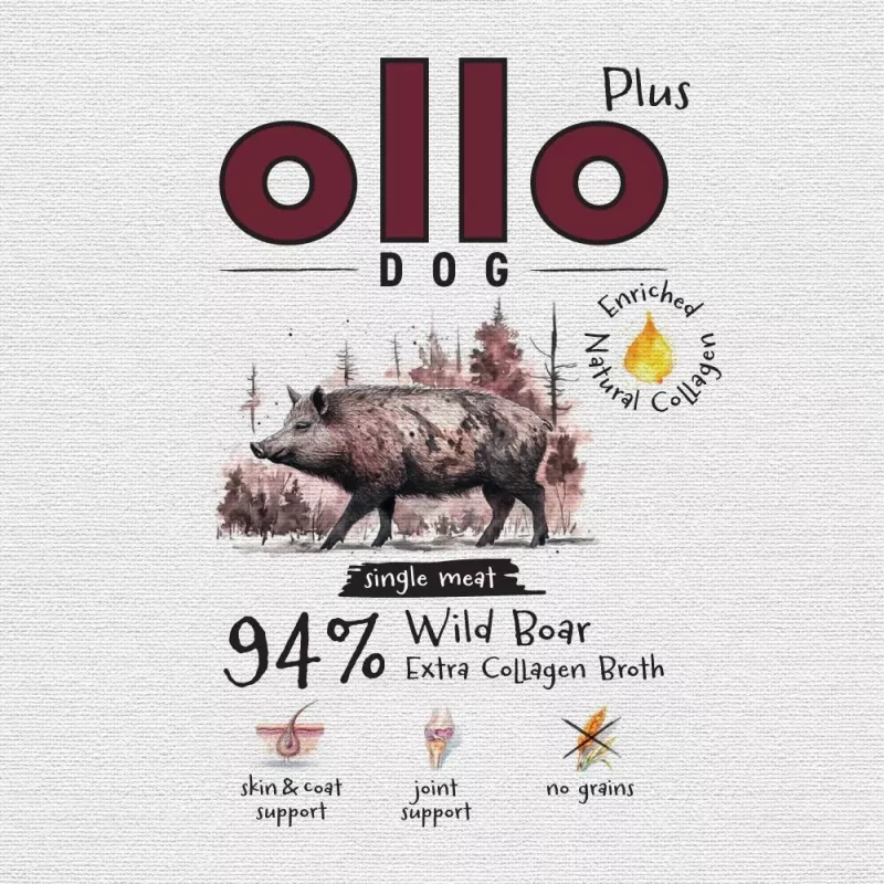Ollo Plus Kolagen Wild Boar 400g dog food can