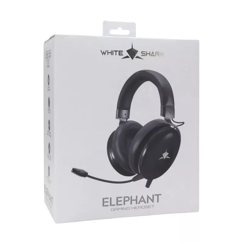 Gaming headset White Shark GH-2540 Elephant Black with RGB lighting and detachable microphone