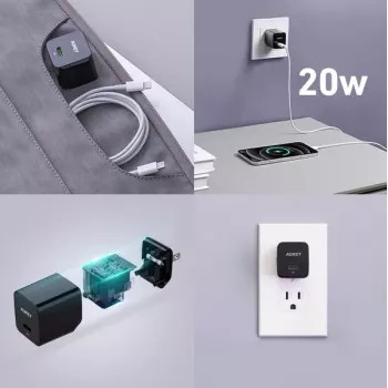 Wall charger Aukey PA-Y20S 20W USB-C Power Delivery, compact single-port