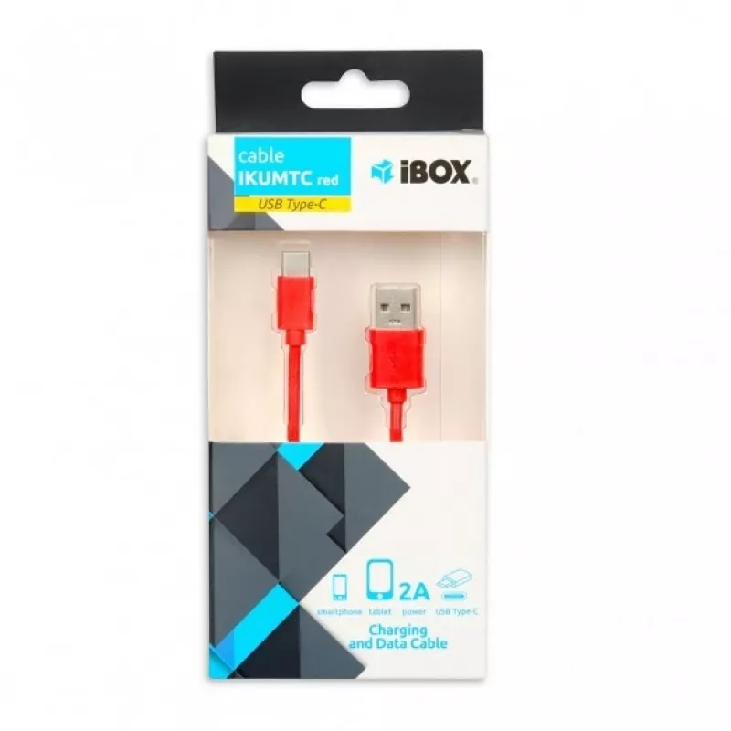 USB cable IBOX IKUMTCR 1 m, USB A to USB‑C, USB 2.0, red