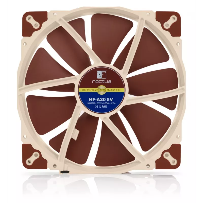 Computer case fan Noctua NF-A20 200 mm, 5 V, 3-pin, 800 RPM, 146.9 m³/h, 18.1 dB, SSO bearing