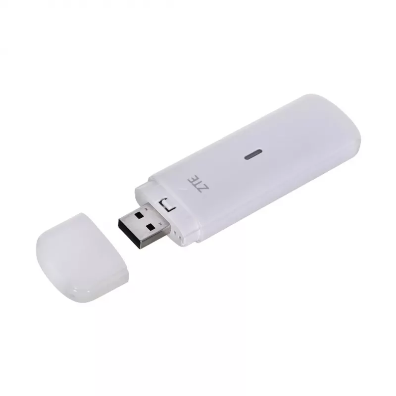 USB cellular modem ZTE MF833N, portable USB form factor, 4G LTE-FDD/TDD up to 150 Mbps, HSUPA/2G support, microSD slot, white