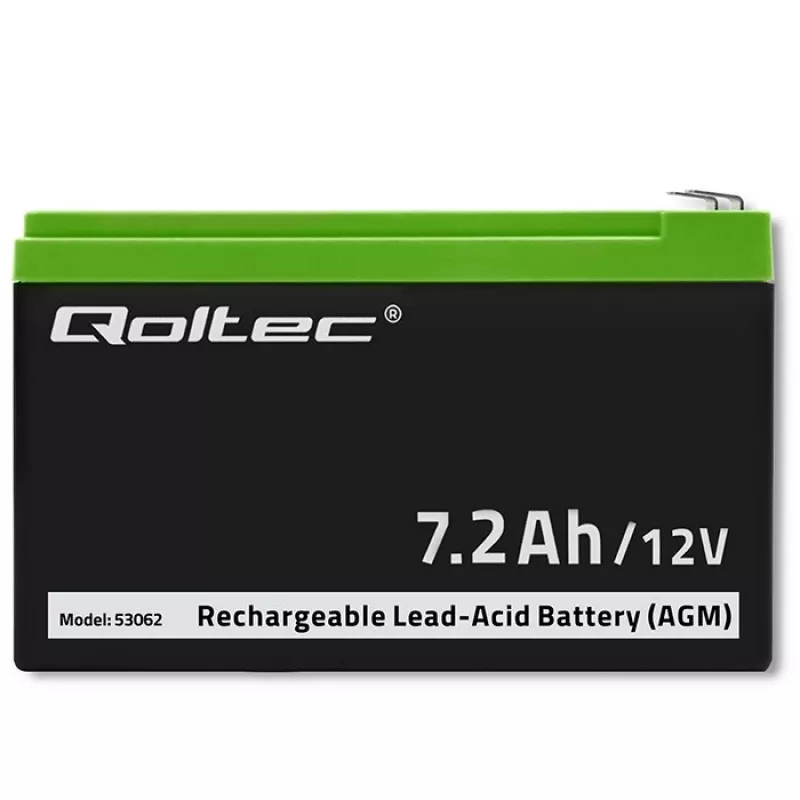 Qoltec 53062 AGM battery | 12V | 7.2 Ah | max 108A