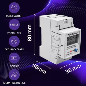 Energy meter QOLTEC Single-phase DIN-rail 230V (MPN 50979)