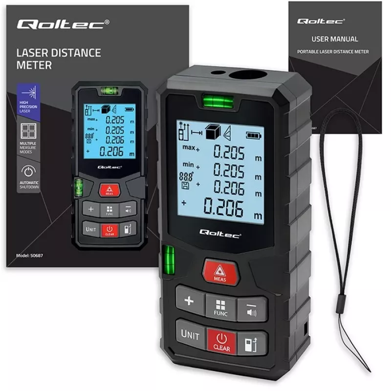 Laser distance meter with bubble level 120m