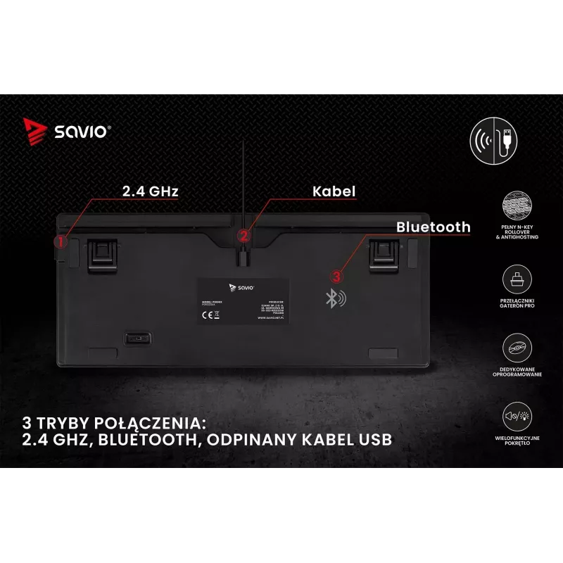 Savio Phenix SAVGK-RED Keyboard Gaming USB RF Wireless Bluetooth QWERTY